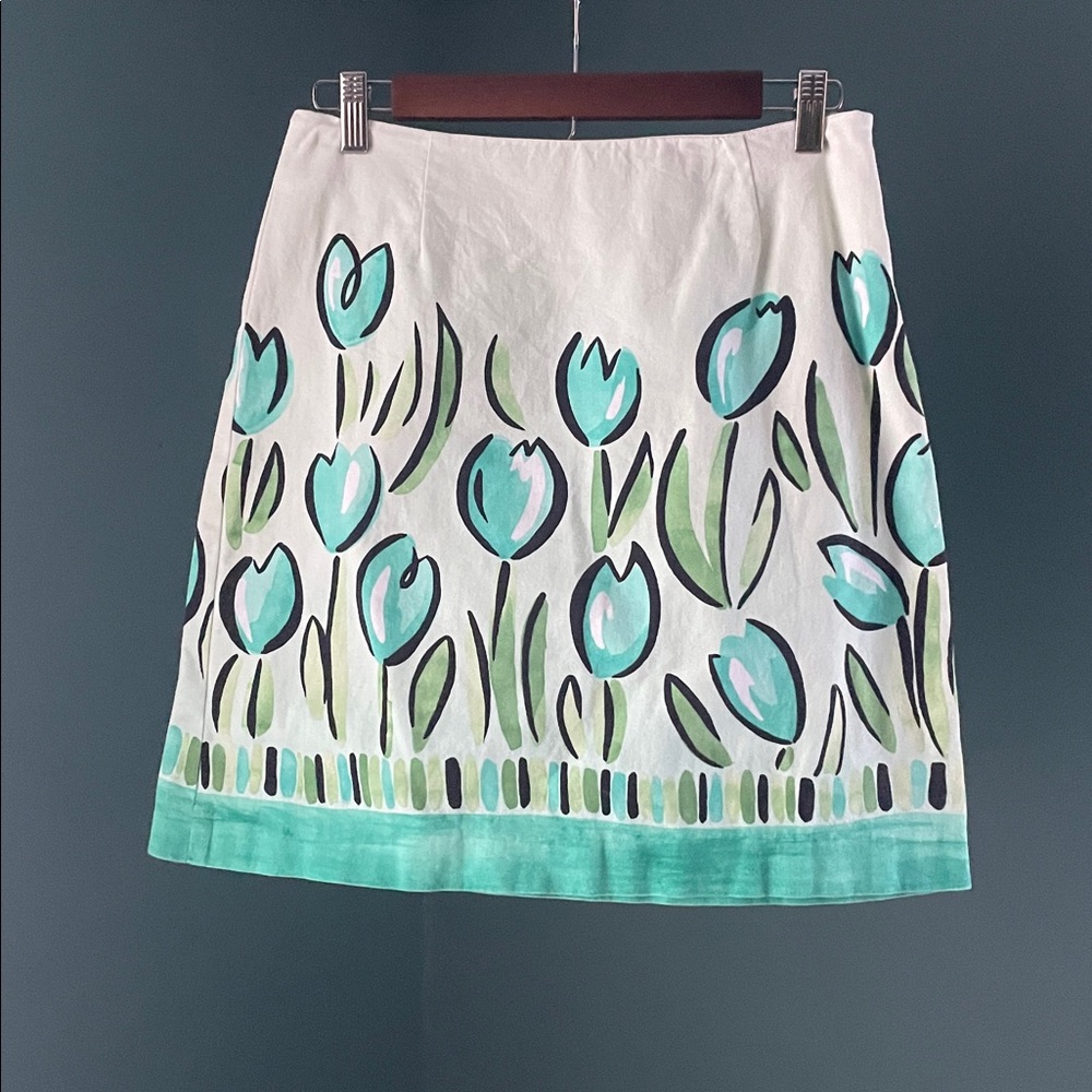 Talbots Petites Mint Green  vintage Stretch tulip skirt